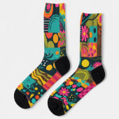 Groove Waves 70s Psychedelic Line Pattern Sokken (Links)