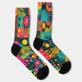 Groove Waves 70s Psychedelic Line Pattern Sokken (Rechts)