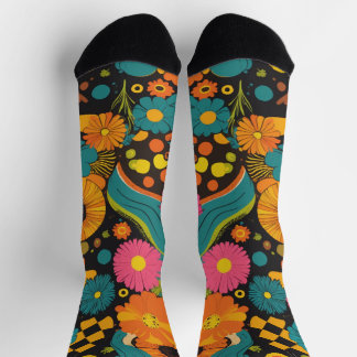 Groove Waves 70s Psychedelic Line Pattern Sokken
