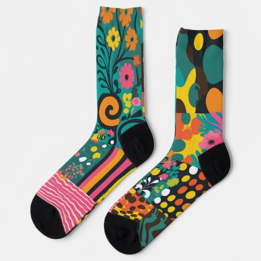 Groove Waves 70s Psychedelic Line Pattern Sokken (Links)