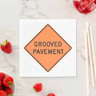 Grooved Pavement Road Sign Napkins Servet
