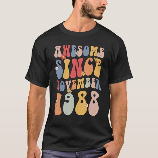 Groovy 1988 Awesome Since November Retro 34th T-shirt (Voorkant)