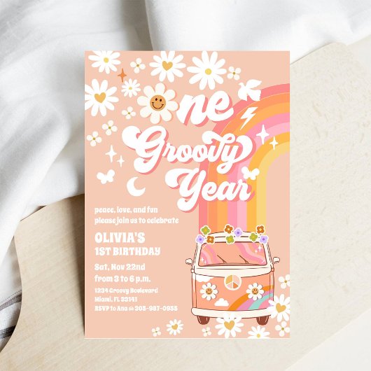 Groovy 1st Birthday Invitation