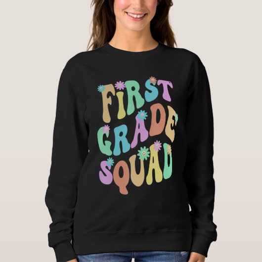 Groovy 1st Grade Squad School Teacher First Gr Ret Trui (Voorkant)