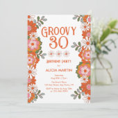 Groovy 30 Classic Hippie Flora Leaf Verjaardag Kaart (Staand voorkant)