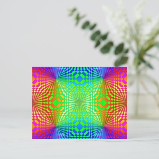 Groovy 3-D Retro Patroon Briefkaart (Staand voorkant)