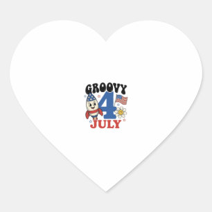 Groovy 4 juli raket patriottisch shirt ontwerp_1 hart sticker