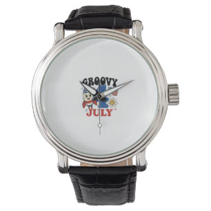 Groovy 4 juli raket patriottisch shirt ontwerp_1 horloge