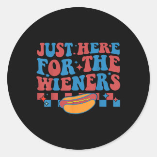 Groovy 4th of July Hot- Dog Ik ben hier alleen voo Ronde Sticker