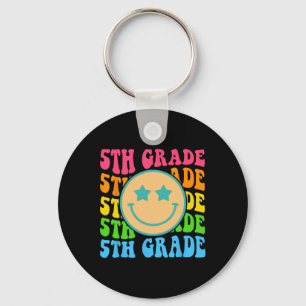 Groovy 5th Grade Vibes Face Retro Teachers Back Sleutelhanger