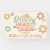 Groovy 60's '70' bloemen op zaterdag spandoek (Horizontaal)