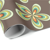 Groovy 60s 70j Hippie Bloem Bruine Retro Margriet Cadeaupapier (Rol Hoek)