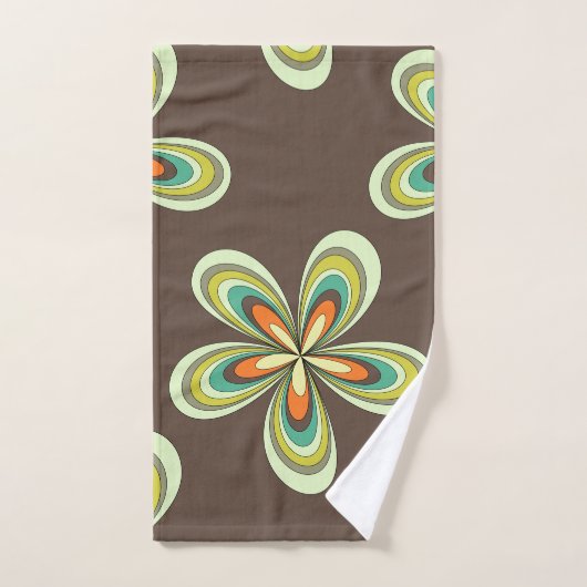 Groovy 60s 70s Hippie Bloem Bruin Retro Daisy Bad Handdoek (Handdoek)