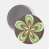 Groovy 60s 70s Hippie Bloem Bruin Retro Daisy Magneet (Voorkant / Achterkant)