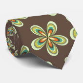 Groovy 60s 70s Hippie Bloem Bruin Retro Daisy Stropdas (Opgerold)