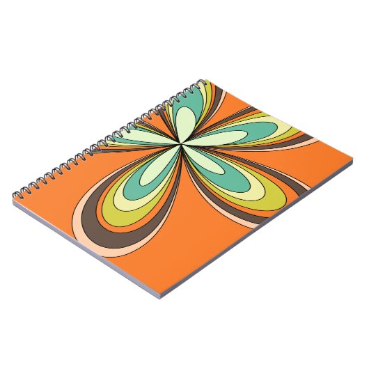 Groovy 60s 70s Hippie Flower Sinaasappel Retro Dai Notitieboek (Linkerzijde)