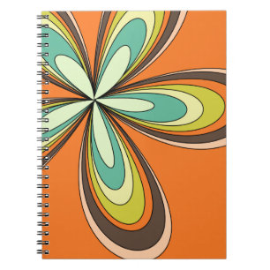 Groovy 60s 70s Hippie Flower Sinaasappel Retro Dai Notitieboek