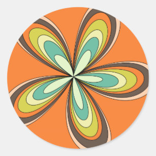 Groovy 60s 70s Hippie Flower Sinaasappel Retro Dai Ronde Sticker