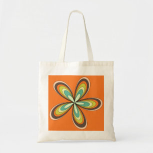 Groovy 60s 70s Hippie Flower Sinaasappel Retro Dai Tote Bag