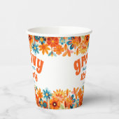 Groovy 60's 70s Vibe Floral Retro Verjaardag Papieren Bekers (Links)