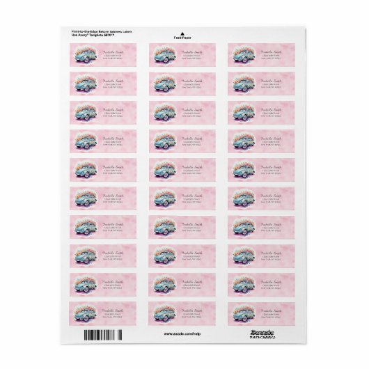 Groovy 60's Bug Car met Daisies Retouradres Etiket (Full Sheet)