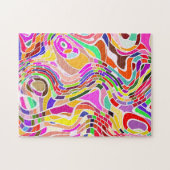 Groovy 60's Line Art | Uitdagend Abstract Legpuzzel (Horizontaal)