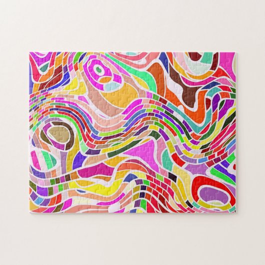 Groovy 60's Line Art | Uitdagend Abstract Legpuzzel (Horizontaal)