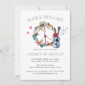 Groovy 60s Themed Birthday Party Boho Invitation (Voorkant)