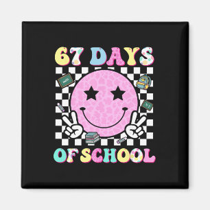 Groovy 67 dagen school Smile Face Leraar Kids W Magneet