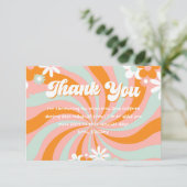 Groovy 70s Baby shower Dank u Bedankkaart (Staand voorkant)