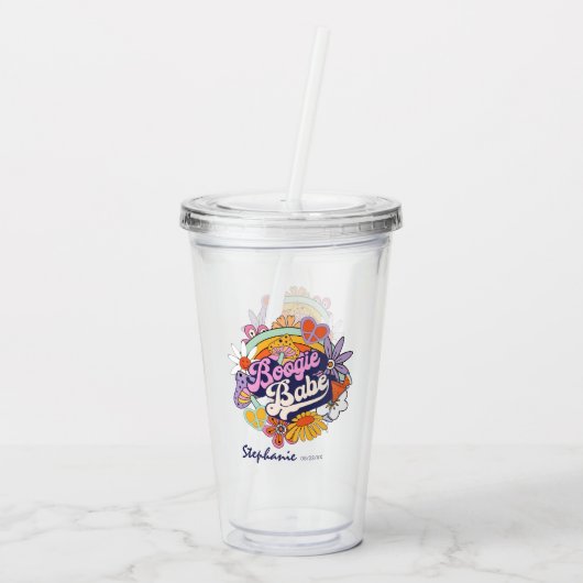 Groovy 70s Bachelorette Boogie Babe ID929 Acryl Drinkbeker (Achterkant)