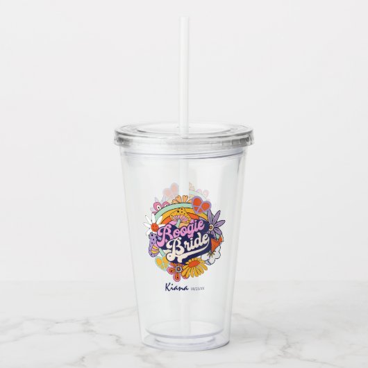 Groovy 70s Bachelorette Boogie Bride ID929 Acryl Drinkbeker (Voorkant)