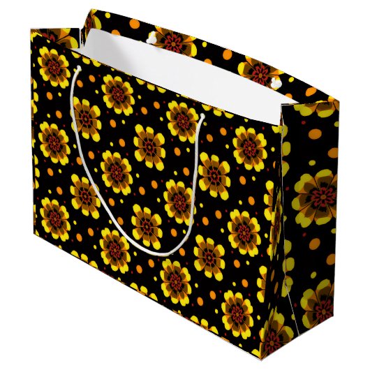 Groovy 70s Daisy Flower Power Pattern Groot Cadeauzakje (Achterkant Gekanteld)