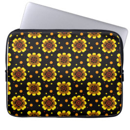 Groovy 70s Daisy Flower Power Pattern Laptop Sleeve