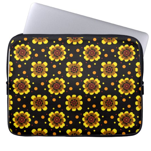 Groovy 70s Daisy Flower Power Pattern Laptop Sleeve (Voorkant)