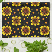 Groovy 70s Daisy Flower Power Pattern Theedoek (Gevouwen)