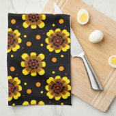 Groovy 70s Daisy Flower Power Pattern Theedoek (Quarter Fold)