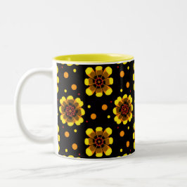 Groovy 70s Daisy Flower Power Pattern Tweekleurige Koffiemok