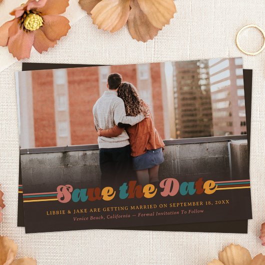 Groovy 70s de Kleuren reposeren sparen de Datum Fo Save The Date