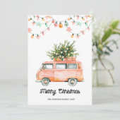 Groovy 70s Foto Kerstkaart (Staand voorkant)