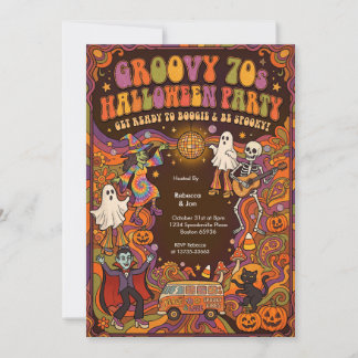 Groovy 70s Halloween-feest uitnodiging