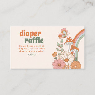 Groovy 70s Hippie Baby shower Luier Raffle Kaart Visitekaartje