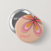 Groovy 70s Hippie Bloem Perzik Fuzz Madeliefje Naa Ronde Button 5,7 Cm (Voorkant /achterkant)