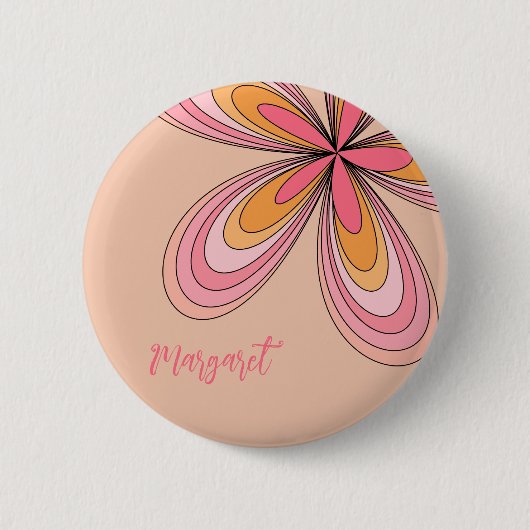 Groovy 70s Hippie Bloemperzik Fuzz Daisy Naam Ronde Button 5,7 Cm (Voorkant)