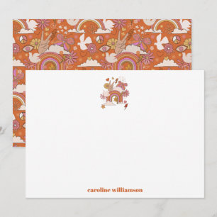 Groovy 70s Hippie Vrede Sinaasappel Bat Mitzvah Cu Bedankkaart