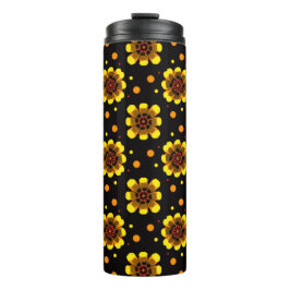 Groovy 70s Madeliefjes Bloemenkracht Patroon Thermosbeker