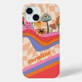 Groovy 70s Paddestoel Bloem Gepersonaliseerde Perz Case-Mate iPhone Case (Achterkant)