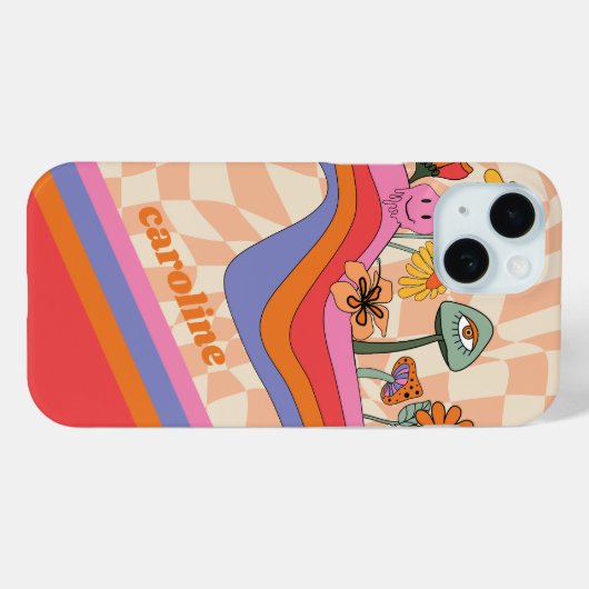 Groovy 70s Paddestoel Bloem Gepersonaliseerde Perz Case-Mate iPhone Case (Achterkant (horizontaal))