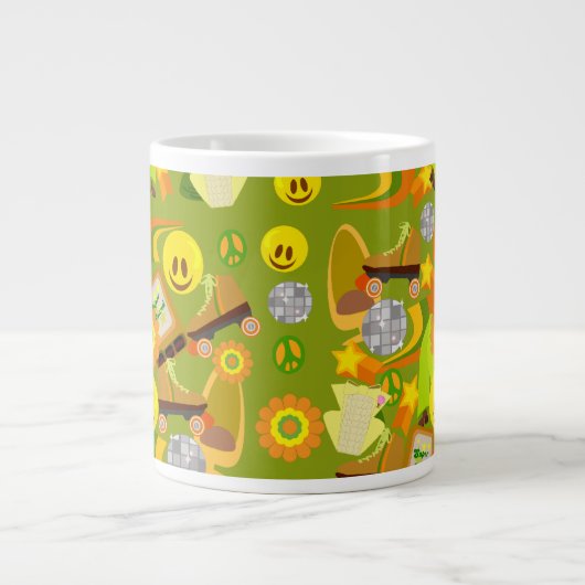 Groovy 70's patroon extra grote mok (Voorkant)