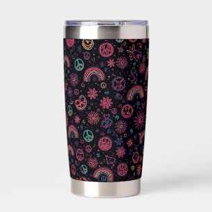 Groovy 70s Psychodelische Tumbler Smiley Gezicht Geïsoleerde Drinkbeker